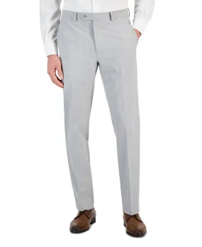 Alfani Mens Slim fit Dress Pants 33 / 32 Light Grey Plaid Stretch