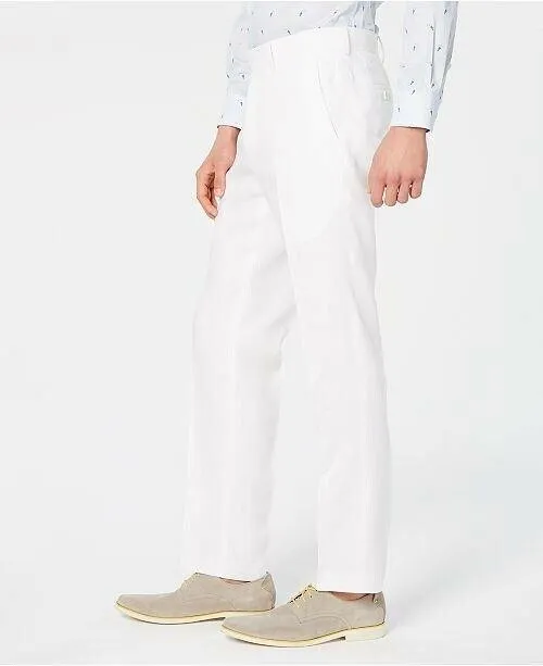 Bar Iii Mens Slim fit Dress Pants 30 / 32 White Solid