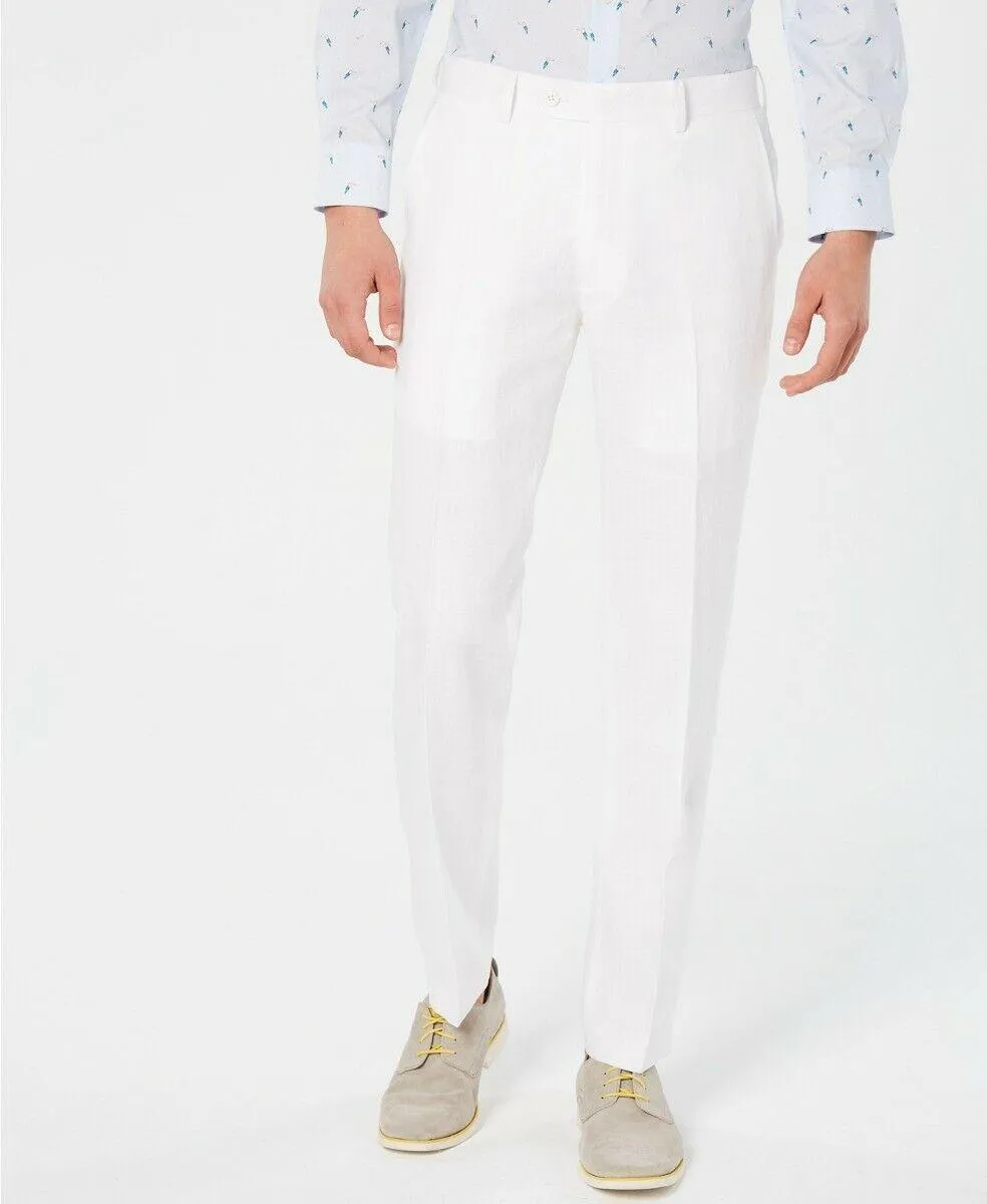 Bar Iii Mens Slim fit Dress Pants 30 / 32 White Solid