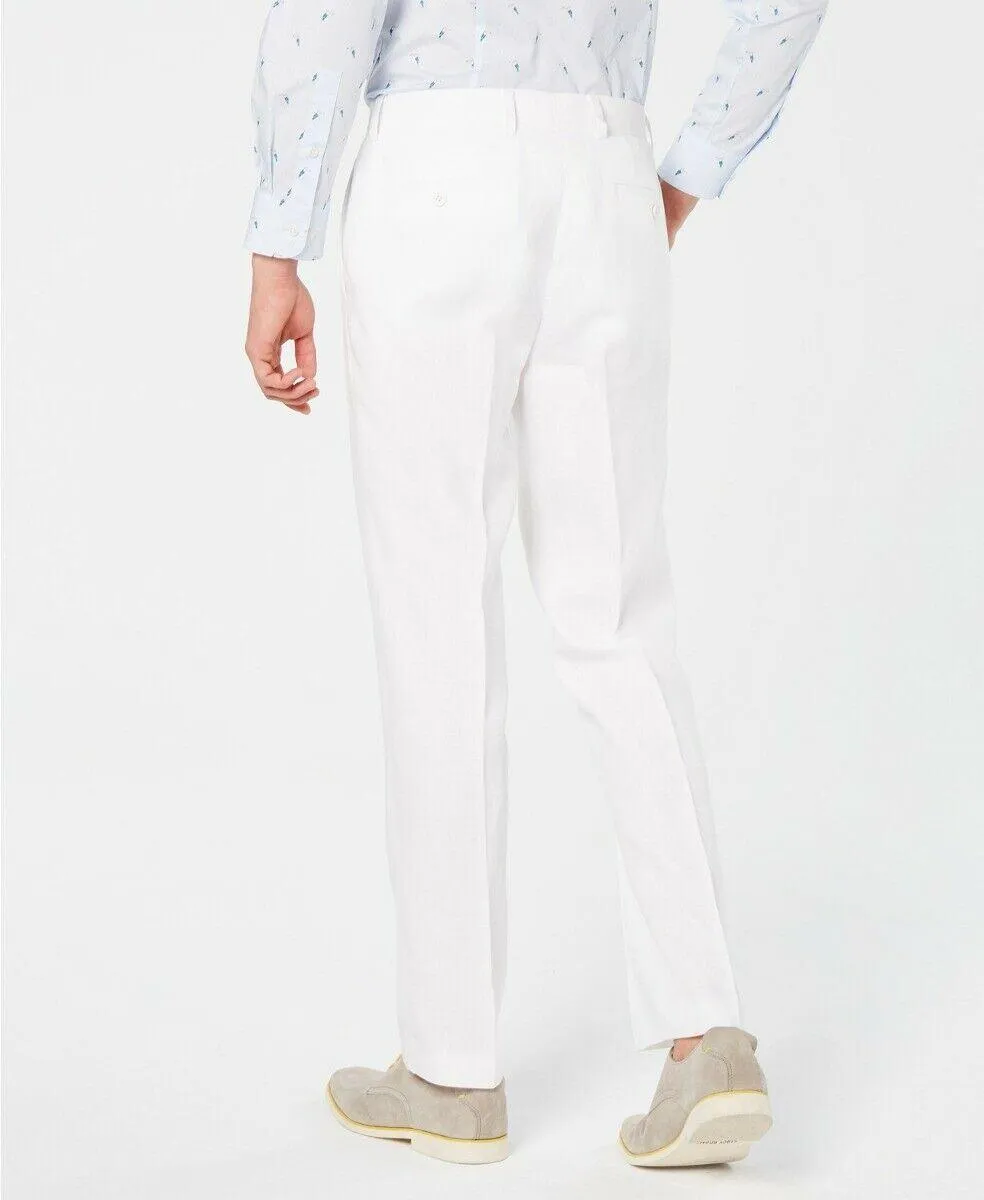 Bar Iii Mens Slim fit Dress Pants 30 / 32 White Solid