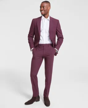 Bar Iii Mens Slim fit Dress Pants 34 / 30 Red Solid Stretch