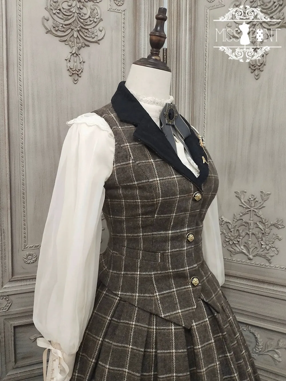 (BFM)Miss Point~Rose~Elegant Lolita Pliad Print Vest Customized