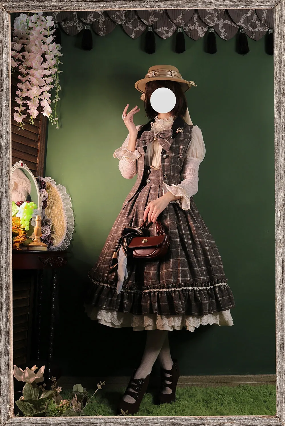 (BFM)Miss Point~Rose~Elegant Lolita Pliad Print Vest Customized