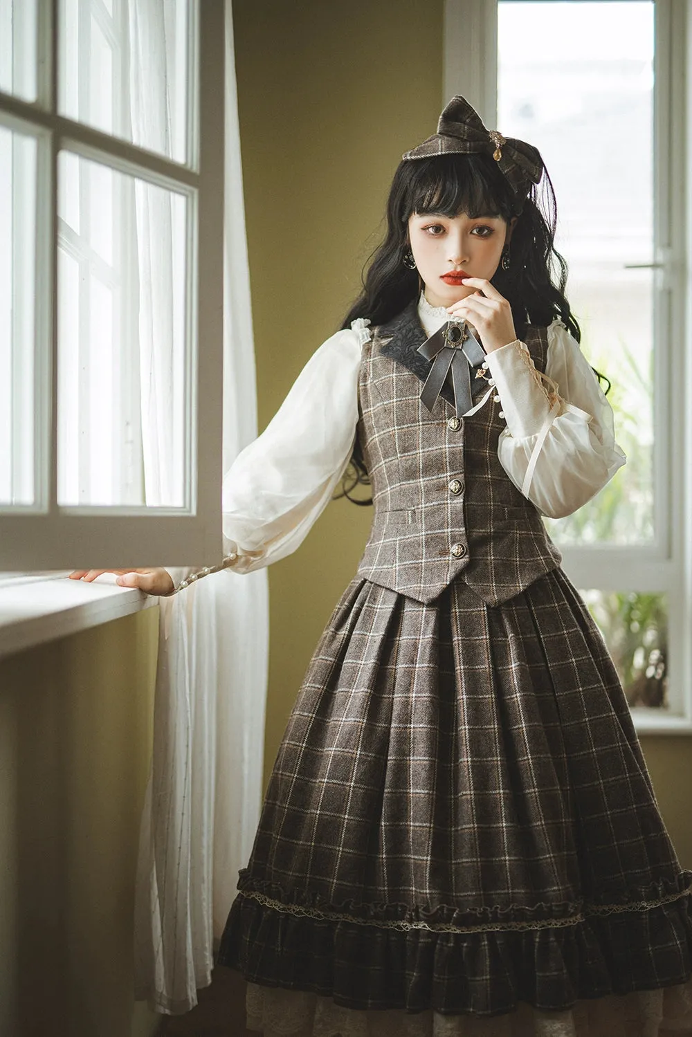 (BFM)Miss Point~Rose~Elegant Lolita Pliad Print Vest Customized