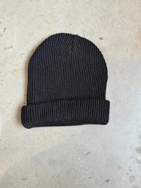 Black Cotton Knit Beanie