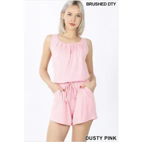 Buttery Soft Romper with Back Keyhole Opening and Pockets