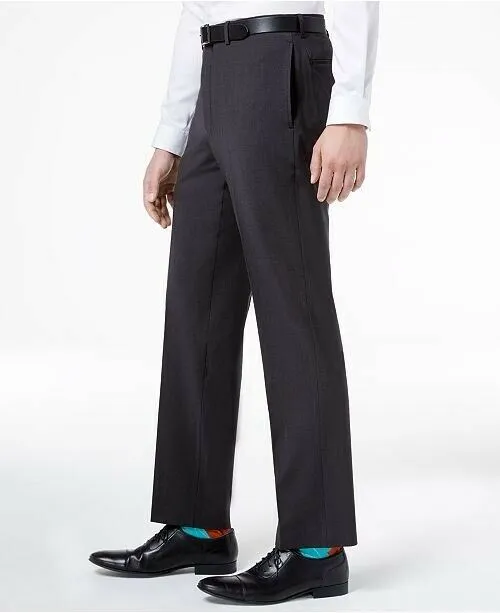 Calvin Klein Mens Slim fit Dress Pants 38 / 34 Grey Solid