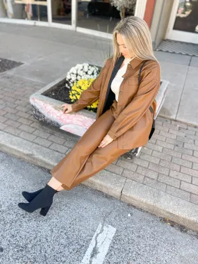Camel Vegan Leather Shacket