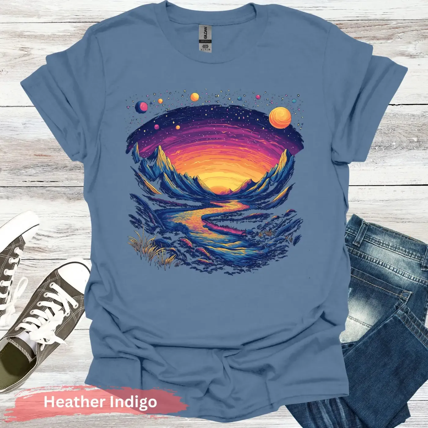 Cosmic Mountains Surreal Landscape T-shirt