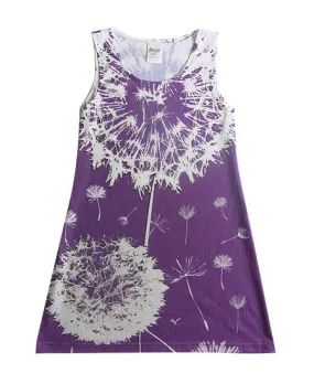 Dandelion on purple - lilac flower dress