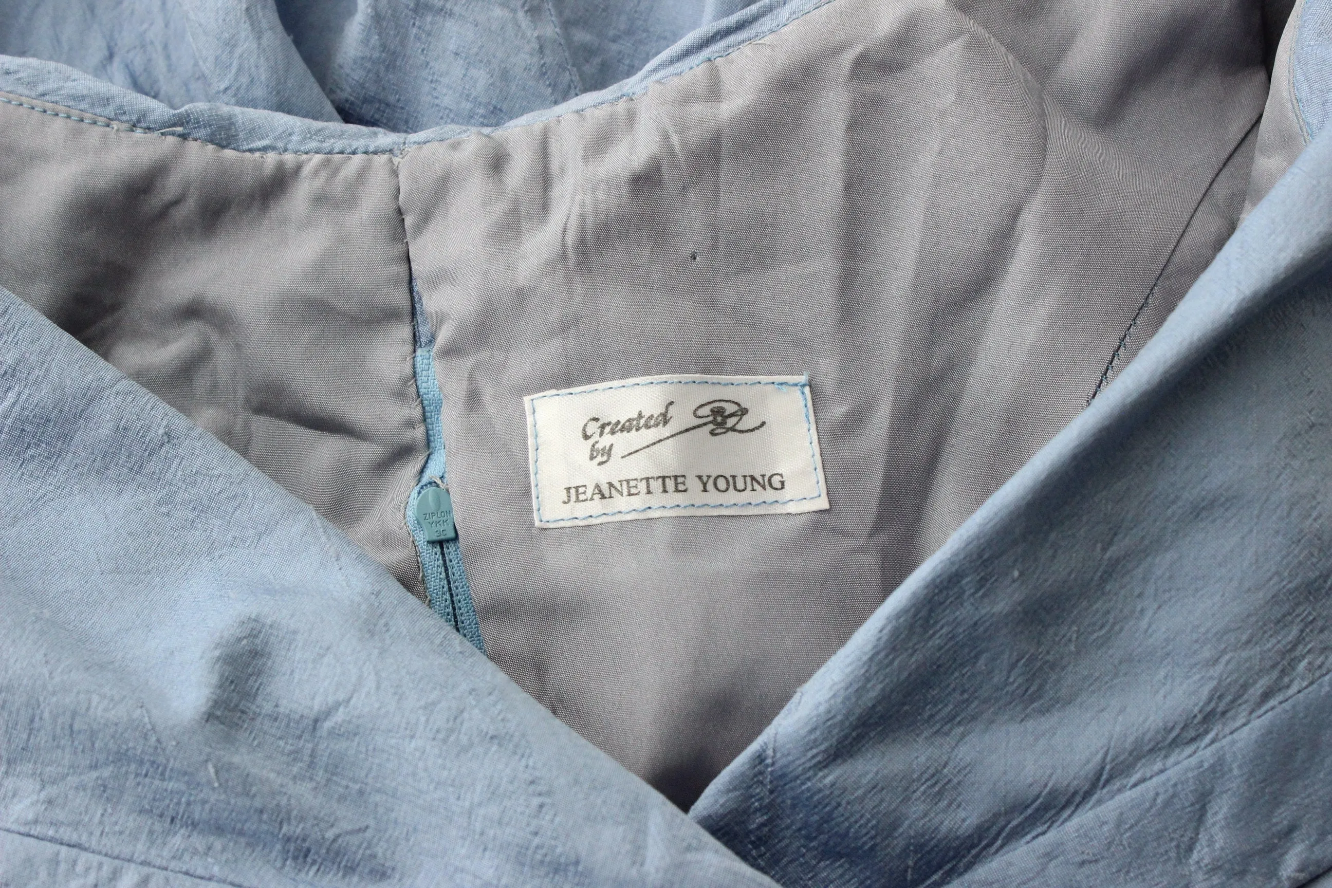 Dreamy 1980s Cornflower Blue Raw Silk Cocktail Dress