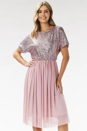 Elegant sequin midi tulle evening dress