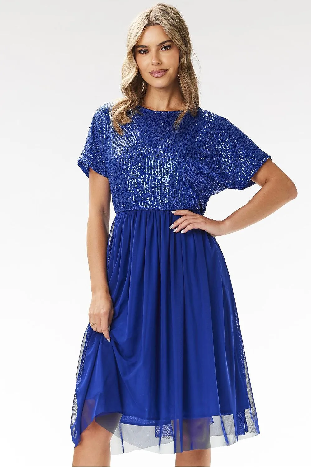Elegant sequin midi tulle evening dress