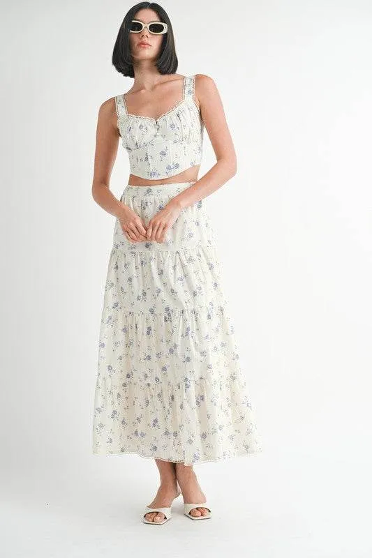 Emory Park Floral Tiered Maxi Skirt