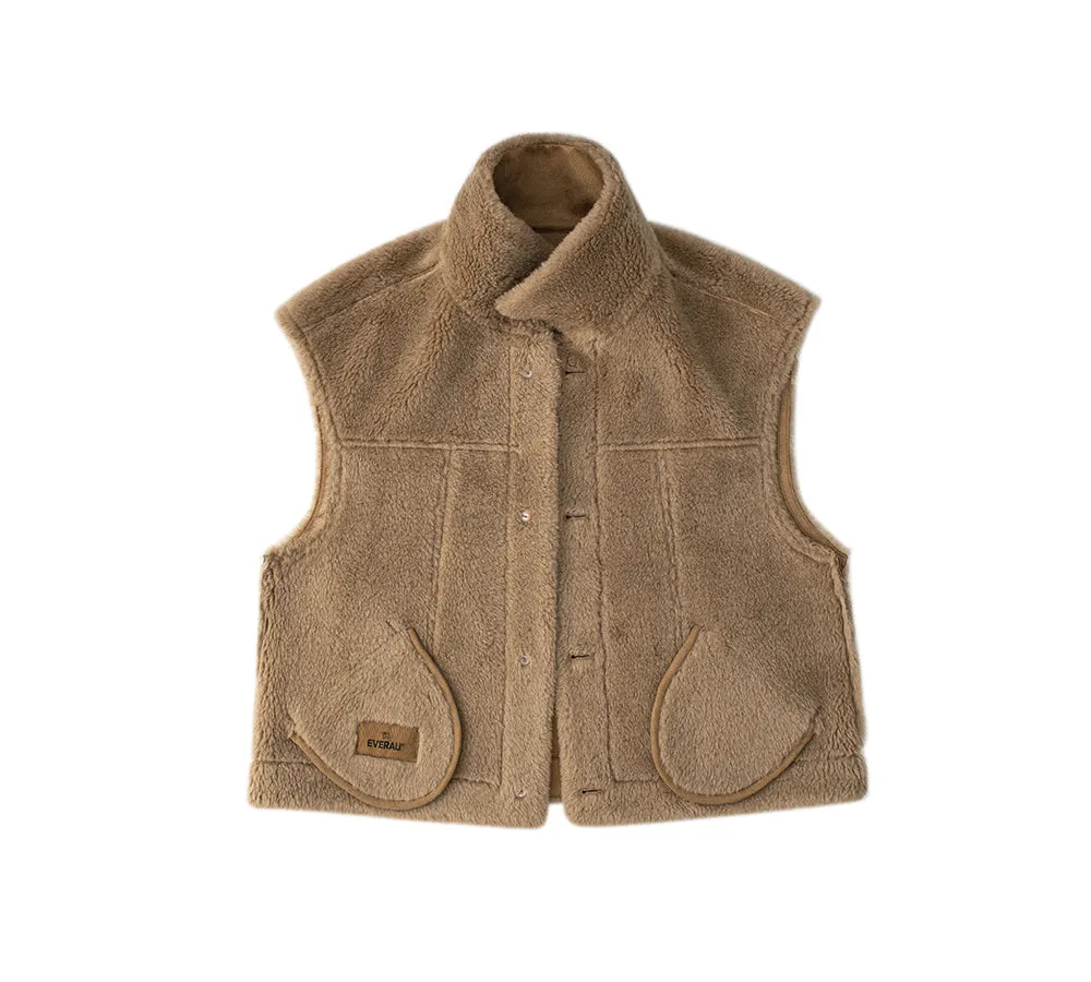 Fluffy Sheepskin Wool Sleeveless Vest Warda