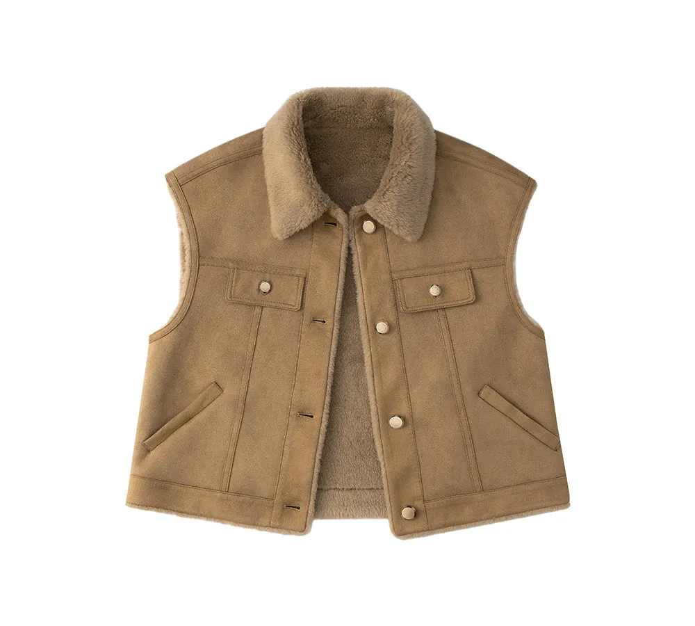 Fluffy Sheepskin Wool Sleeveless Vest Warda