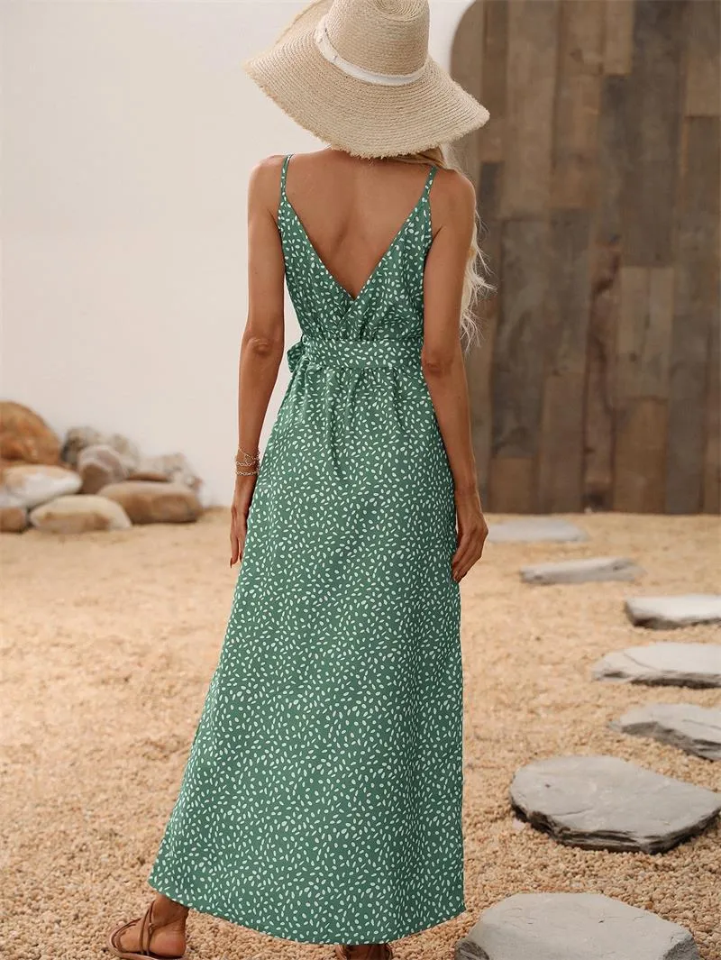 FLYTONN-Sexy spring and summer dresses, party dresses, graduation gifts,Renny Side Slit Sleeveless Floral Dress