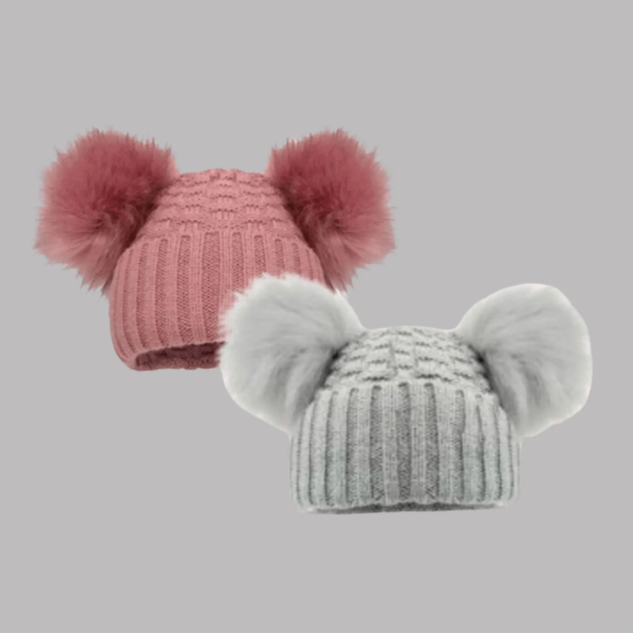 Grey Knit Bobble Hat