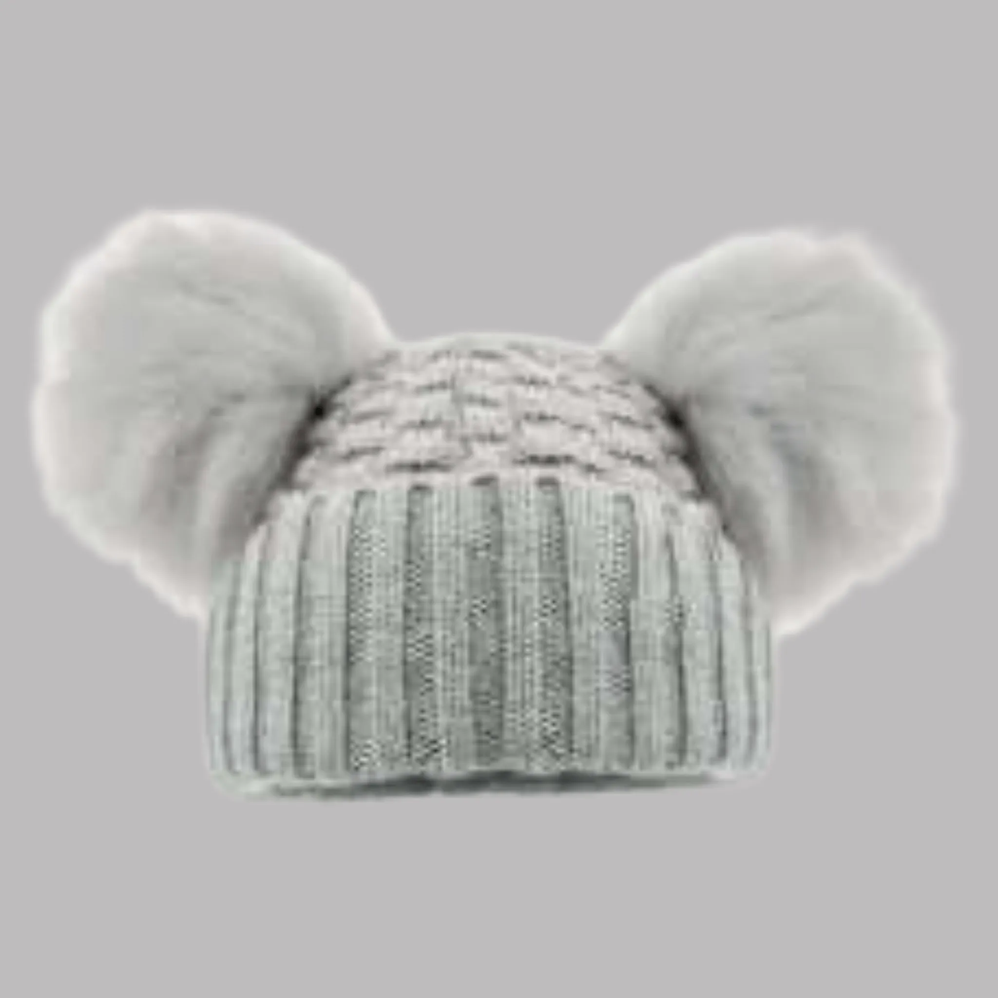 Grey Knit Bobble Hat
