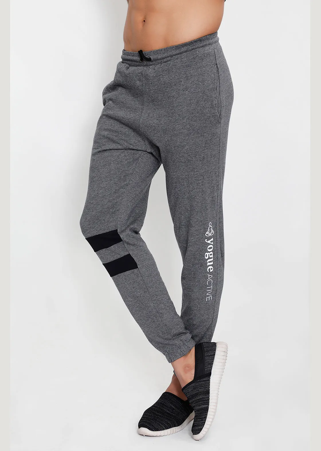 Grey Stripes Cotton Joggers