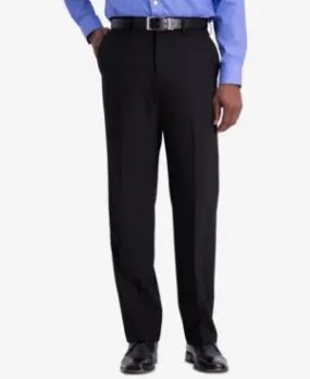 Haggar Men's J.M. 4-Way Stretch Classic Fit Flat Dress Pants 34 x 29 Black Solid