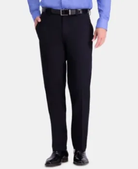Haggar Mens Regular fit Dress Pants 40 / 30 Black Solid Stretch