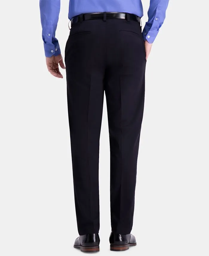 Haggar Mens Regular fit Dress Pants 40 / 30 Black Solid Stretch