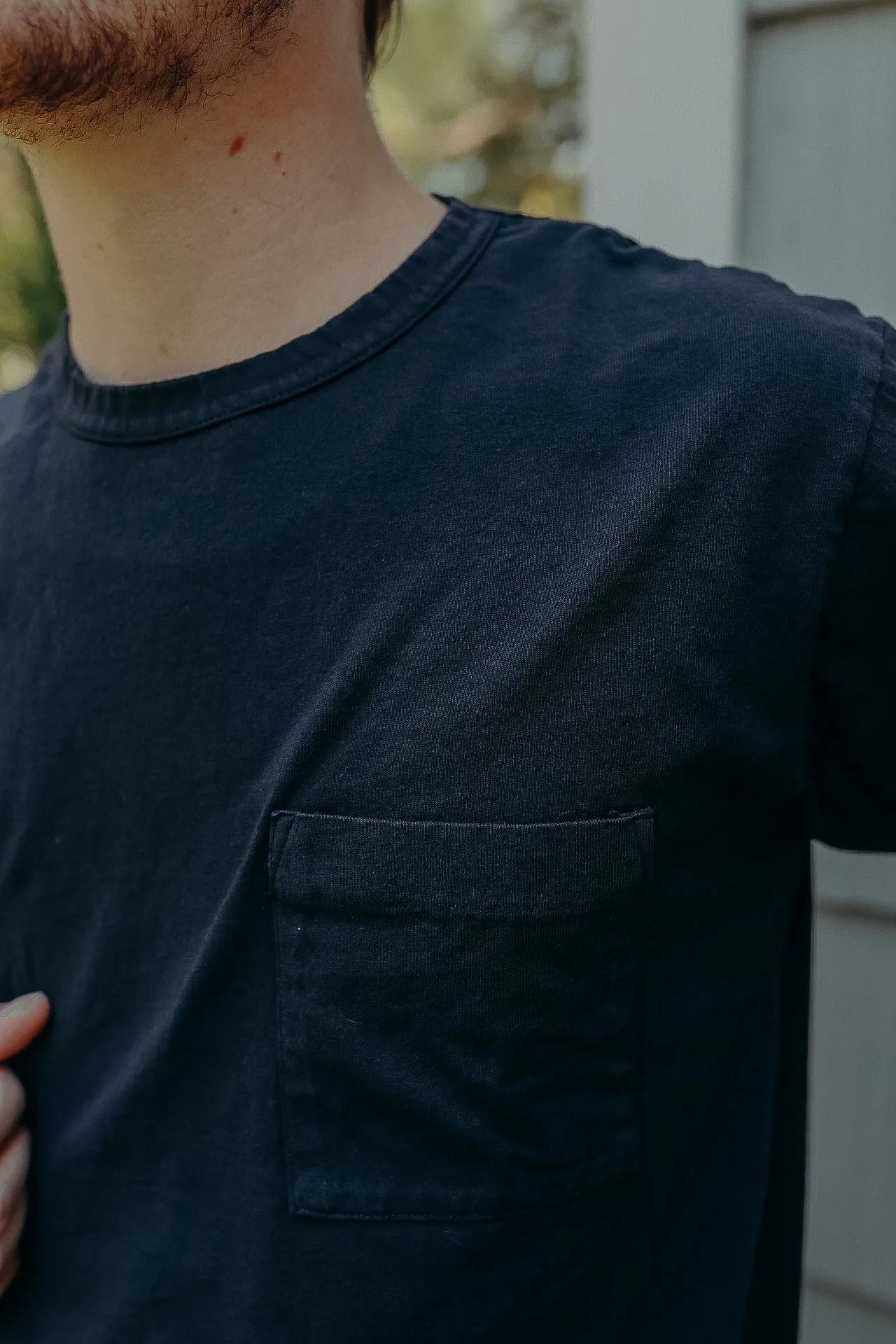 Heavy Duty Long Sleeve Tee Single Pocket- Dark Charcoal
