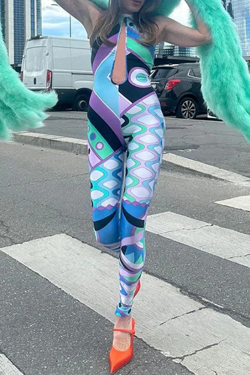 HJP1100 Multicolored Printed Jumpsuit
