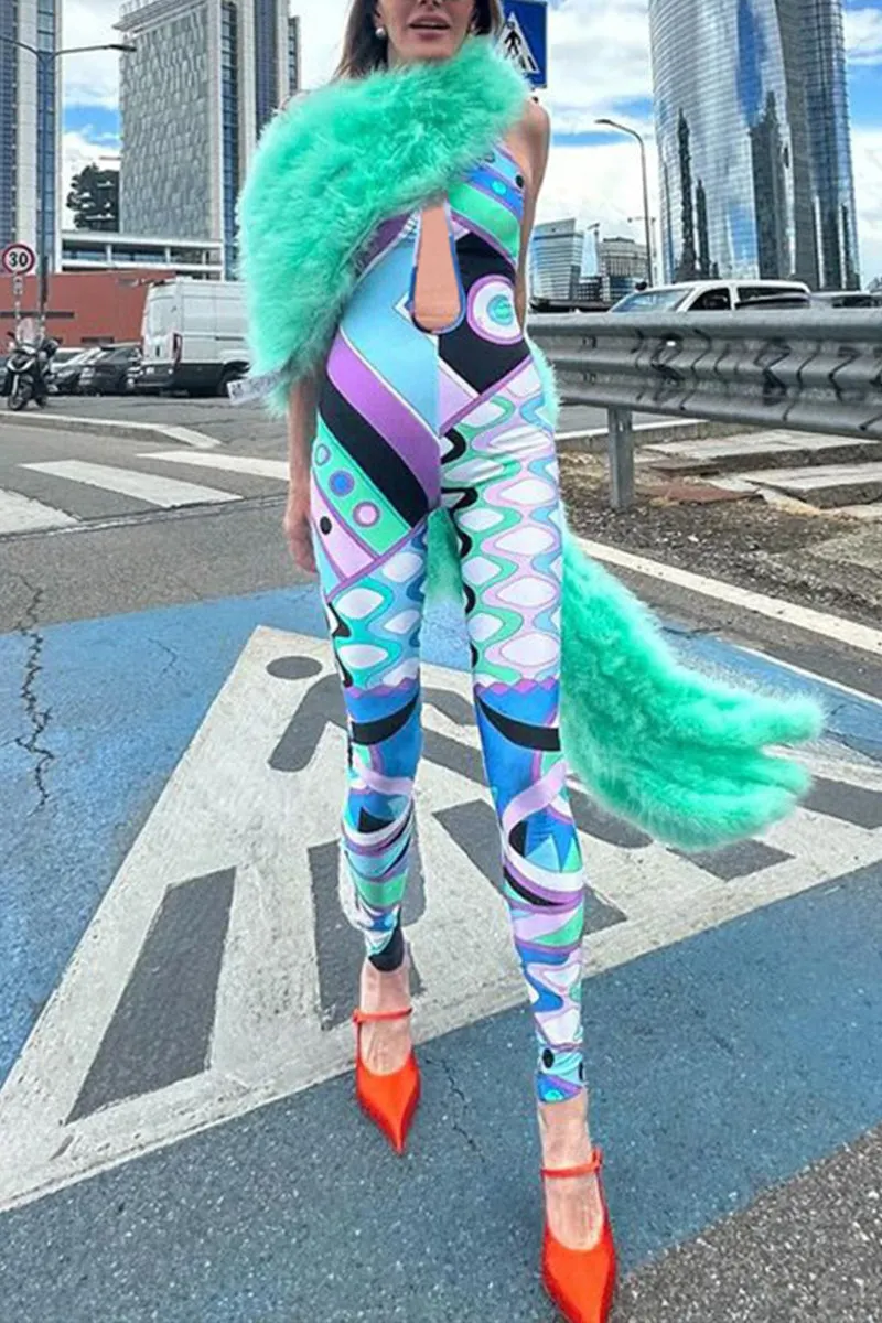 HJP1100 Multicolored Printed Jumpsuit