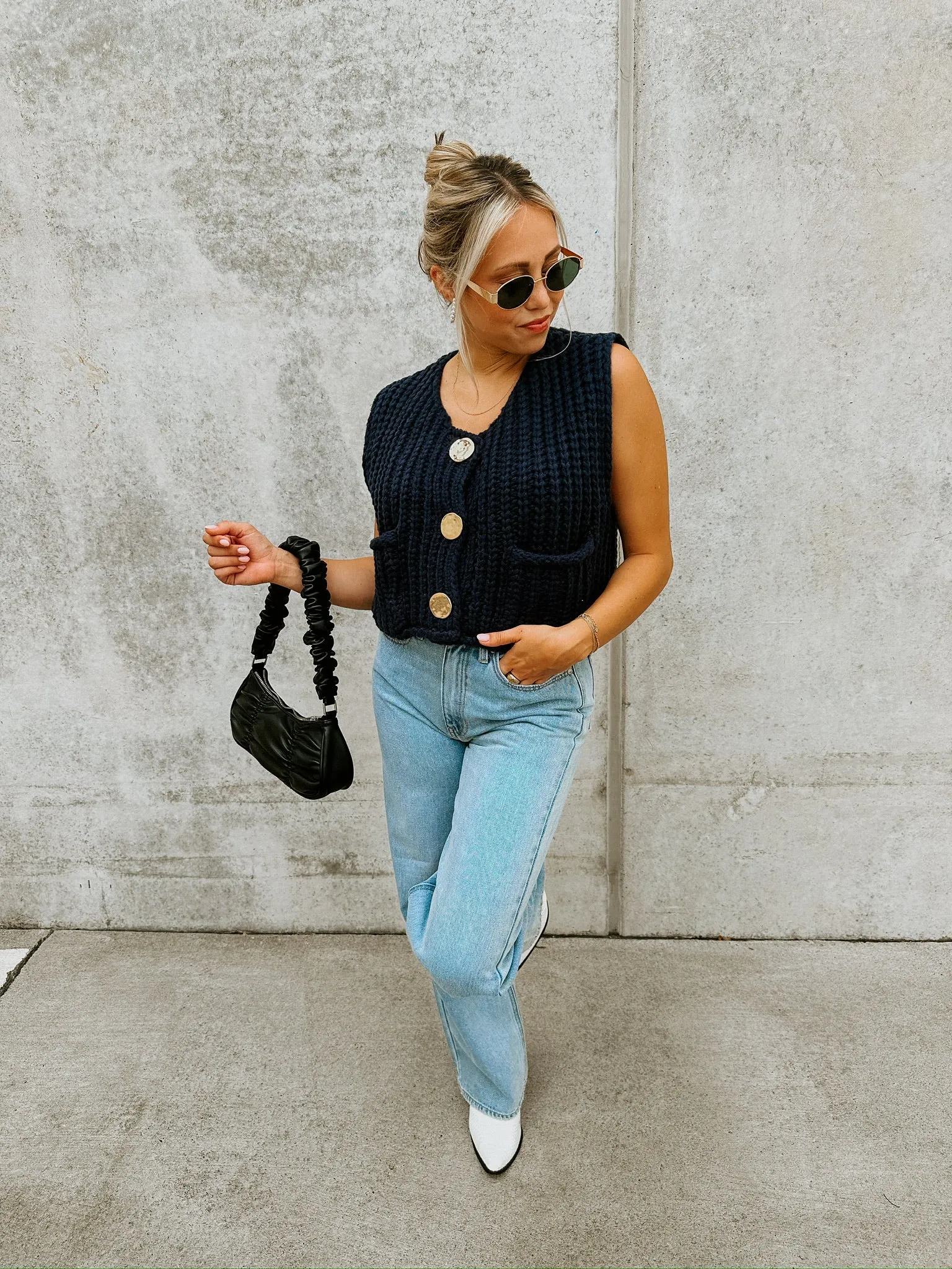 Knitted Button-up Vest Sweater Waist Coat