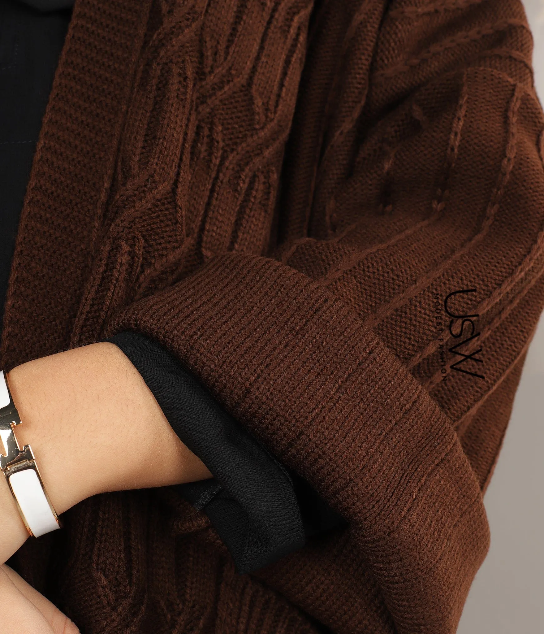 Knitted Kimono / Chain - Chocolate