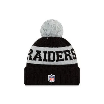 Las Vegas Raiders New Era Black/Gray 2020 NFL Sideline - Official Sport Pom Cuffed Knit Toque