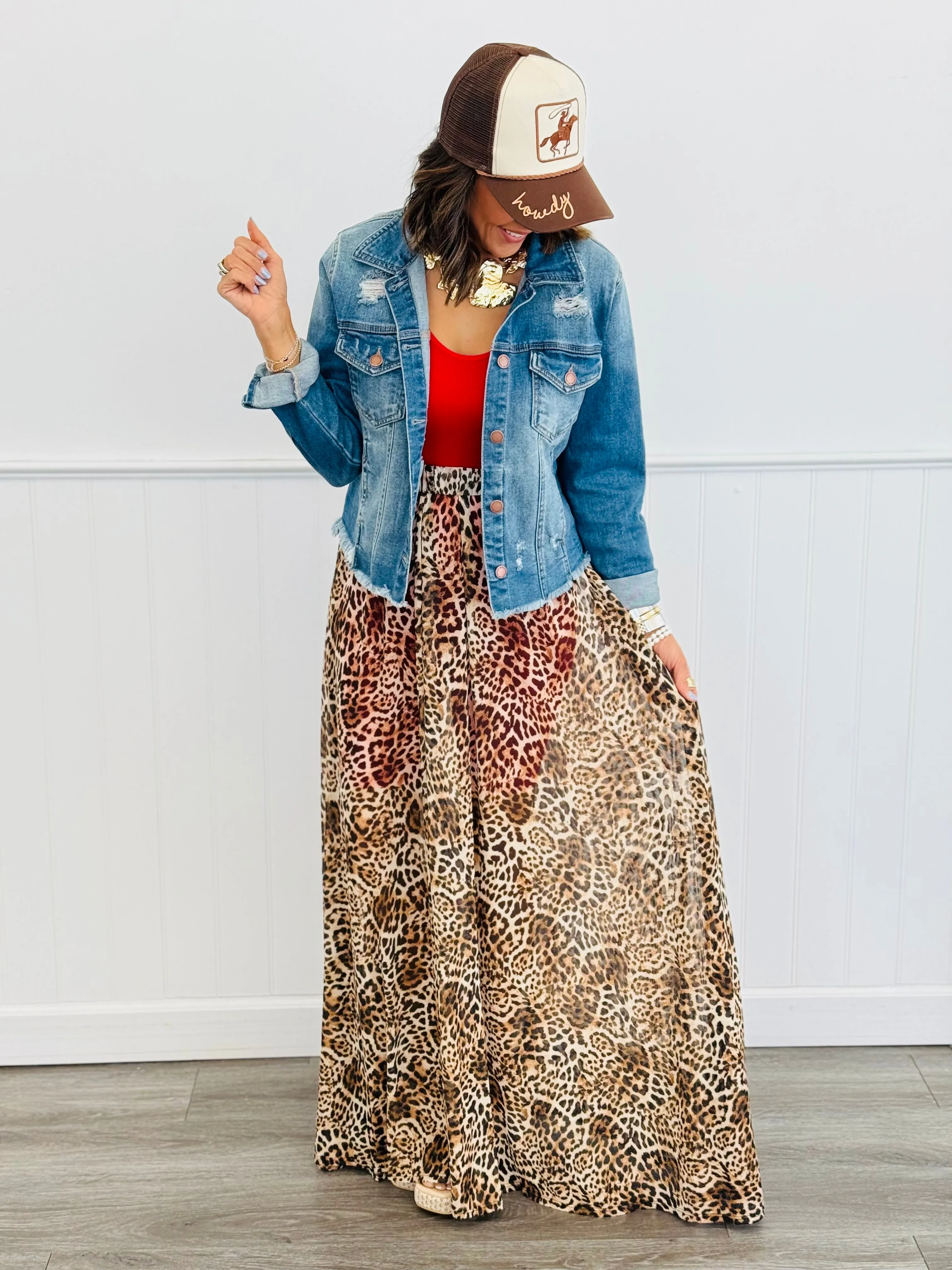 Leopard Print Maxi Skirt (Reg)