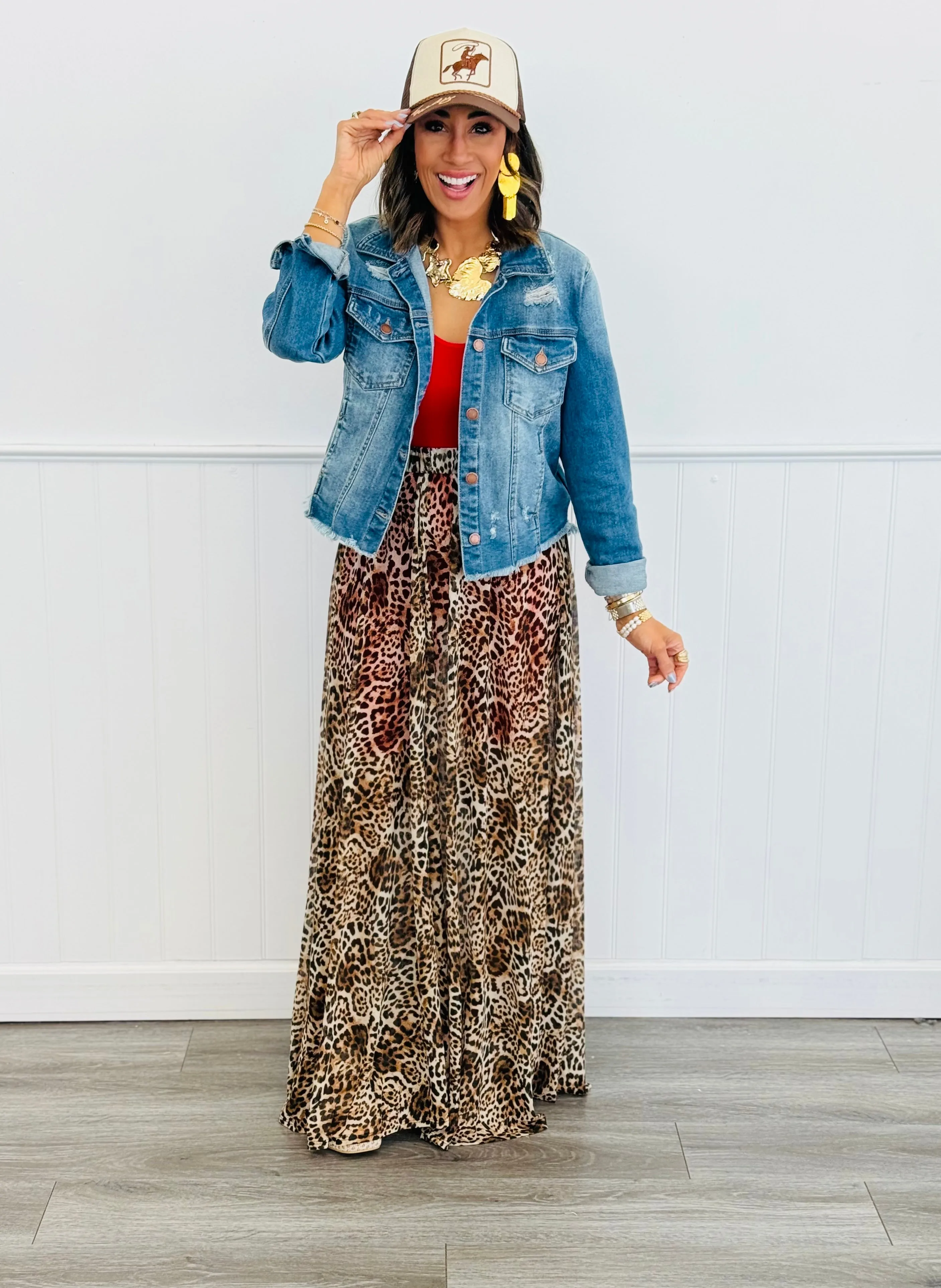 Leopard Print Maxi Skirt (Reg)