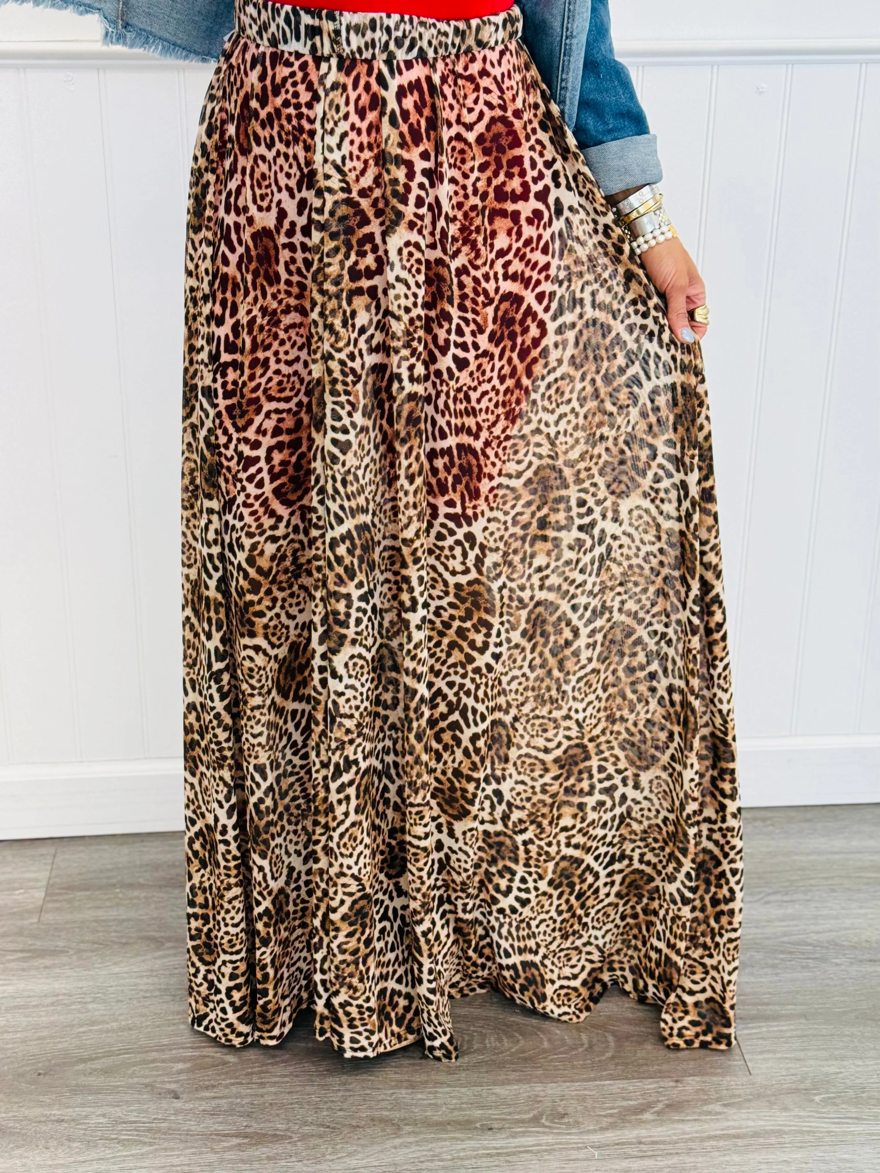 Leopard Print Maxi Skirt (Reg)