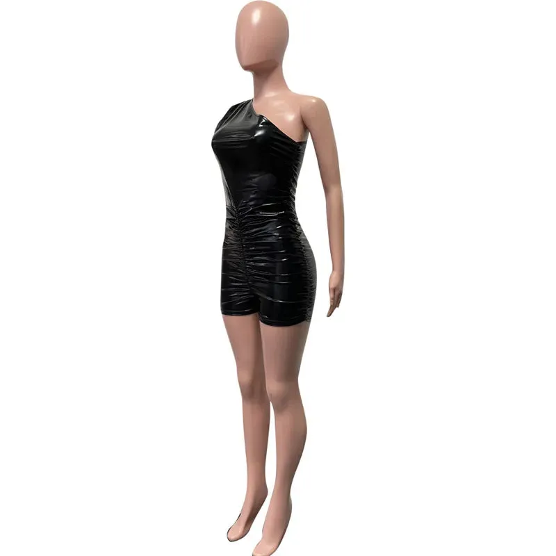 Let's Talk About Me Metallic One Shoulder Romper