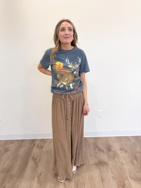 Marilyn Smocked Maxi Skirt in Espresso