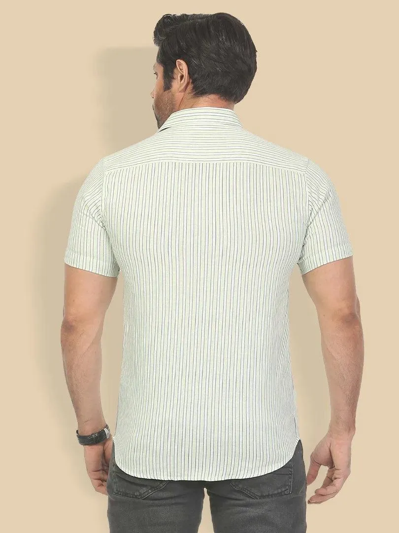 Men's Casual Premium Viscose Striped short Sleeve Shirt