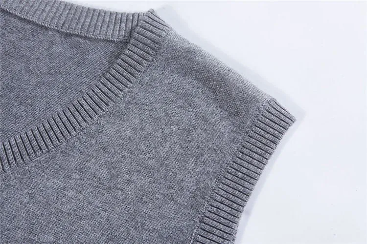 Men's Solid Color V-Neck Cashmere & Wool Classic Vest Sweater