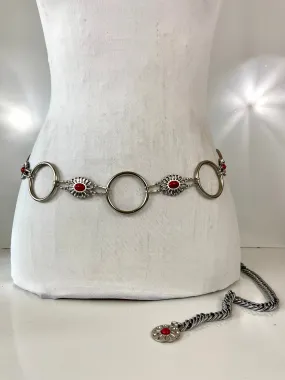 Metal and red tone belt