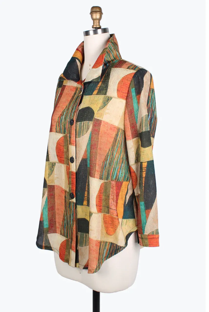 OIL PAINTING SHIRT-7088-BRN