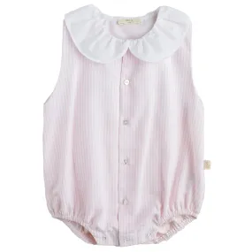 Pink Stripe Trim Romper
