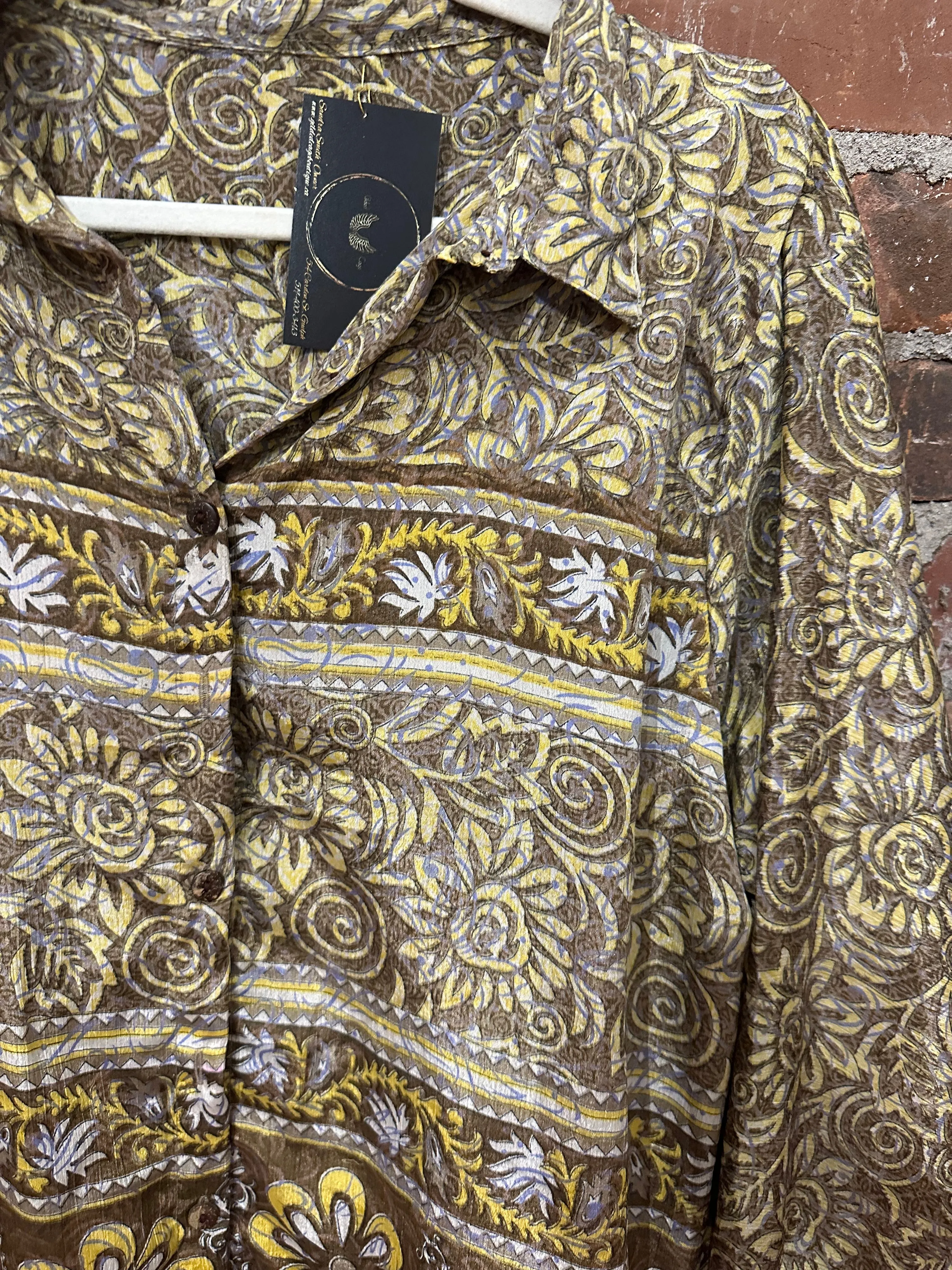 Pure vintage silk pants -taupe/yellow