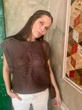 Rival Knitted Vest with Logo - Brown