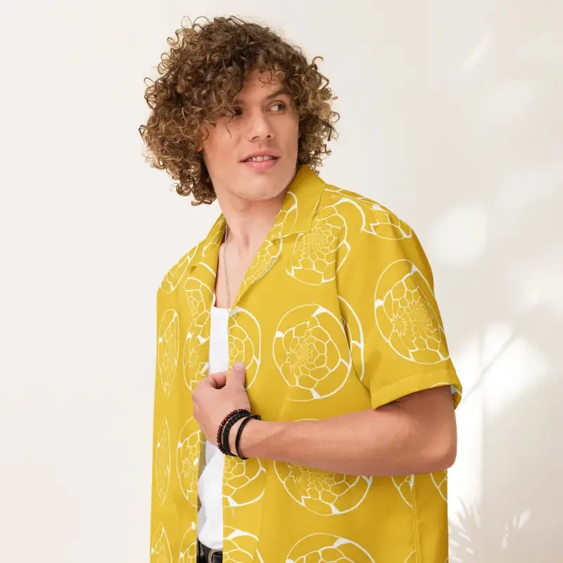 Rock Summer with Abstract Yellow Unisex Button Shirt