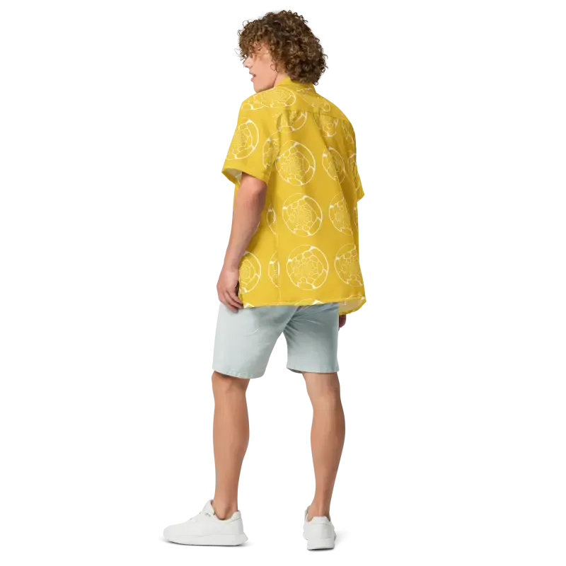 Rock Summer with Abstract Yellow Unisex Button Shirt