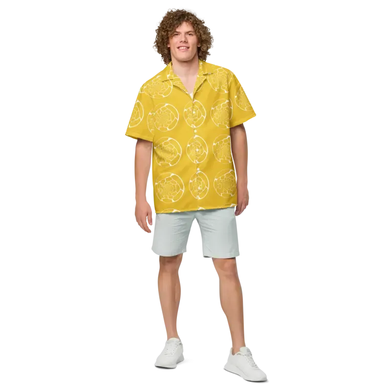 Rock Summer with Abstract Yellow Unisex Button Shirt