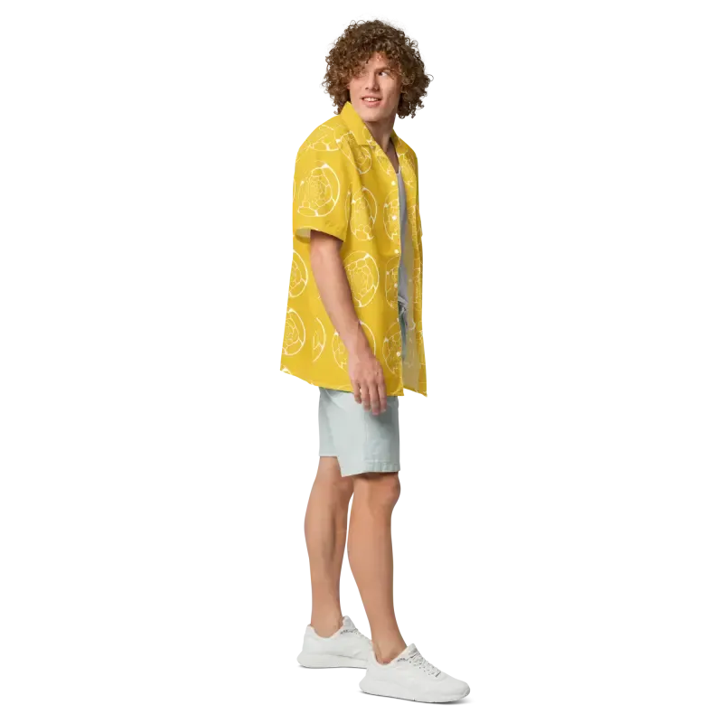 Rock Summer with Abstract Yellow Unisex Button Shirt