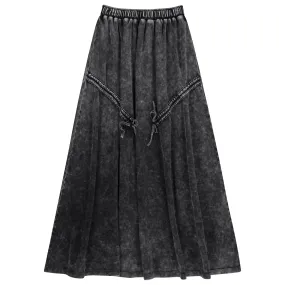 skirt maxi cinched jersey - black mineral wash